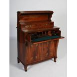 A 19th century Regency style rosewood and brass inlaid secretaire chiffonier, the upper section with