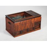 A late 19th/early 20th century Japanese elm wood rectangular jardiniere, with detachable copper