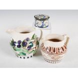 Three pieces of hand painted studio pottery by Ellen M. Murray Thomson (fl.1955-1971), to include; a