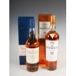 Two boxed bottles of Scottish single malt Whisky, The Macallan 10 years old, 40% vol., 700ml., and