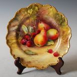 A Royal Worcester cabinet plated decorated by T. Lockyer, dated, 1929, painted with cherries,