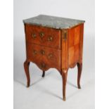 A French kingwood and gilt metal mounted Transitional style commode, the green and white veined