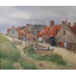 AR Eugene Dekkert (German 1865-1956) Back Street, East Fife Village oil on canvas board laid on