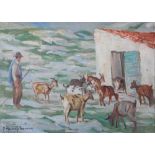 AR John Murray Thomson RSA RSW PSSA (1885-1974) Goat herder and flock oil on canvas board, signed