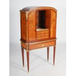 A French kingwood, marquetry and gilt metal mounted Transitional style side cabinet, the domed top