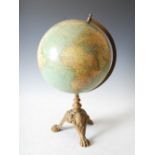 W. & A.K. Johnston's New Century 12" terrestrial globe, Edinburgh and London, on gilt metal stand