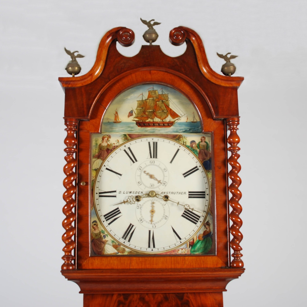 A 19th century mahogany longcase clock, D. Lumsden, Anstruther, the enamelled dial with Roman - Image 2 of 6