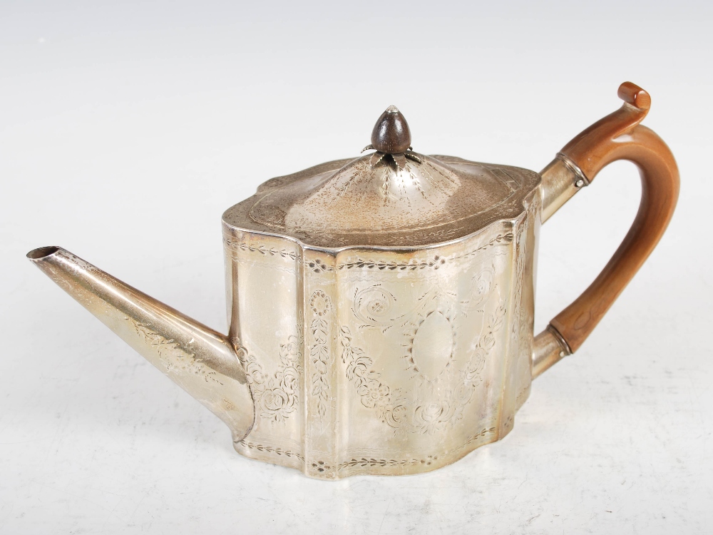 A George III silver teapot, Edinburgh, 1784, makers mark of PR probably that of Patrick Robertson,