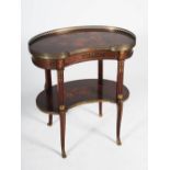 A late 19th century mahogany and marquetry inlaid kidney shaped occasional table, the shaped top