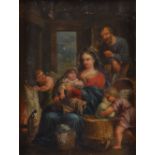 18th century European School, probably French Mother and child with attendants oil on copper 21cm