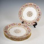 Five Sevres Chateau De F. Bleau Empire style fruit plates, decorated with gilded stars and border of