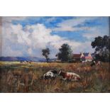 Joseph Milne (1857-1911) Summer landscape with cattle grazing oil on canvas, signed lower right 24cm