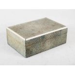 An early 20th century green stained shagreen and ivory rectangular shaped cigarette box, 15.5cm wide