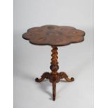 A 19th century Italian Sorrento olive wood, walnut and parquetry inlaid snap top occasional table,