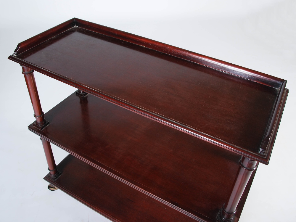 A pair of Victorian style mahogany three tier whatnots, the rectangular tiers with reeded edges, - Image 5 of 5