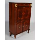 A 19th century French mahogany and satinwood banded Empire style secretaire a abattant, the