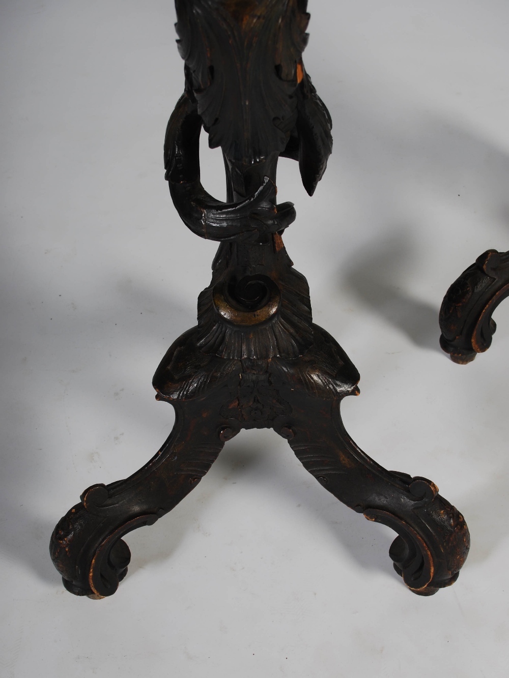 A pair of late 19th/early 20th century carved and stained wood blackamoor torcheres, the shaped - Image 7 of 8