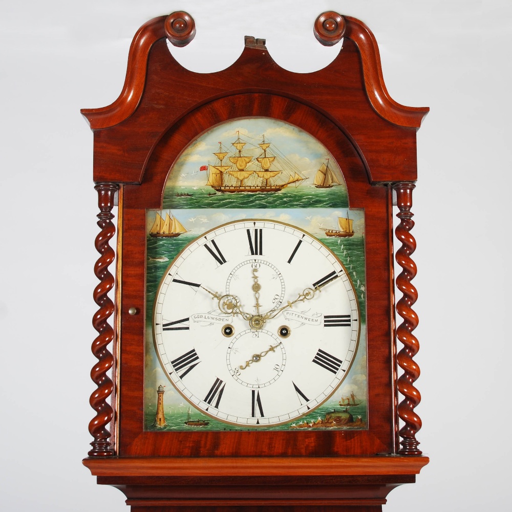 A 19th century mahogany longcase clock, Geo. Lumsden, Pittenweem, the enamelled dial with Roman - Image 2 of 6