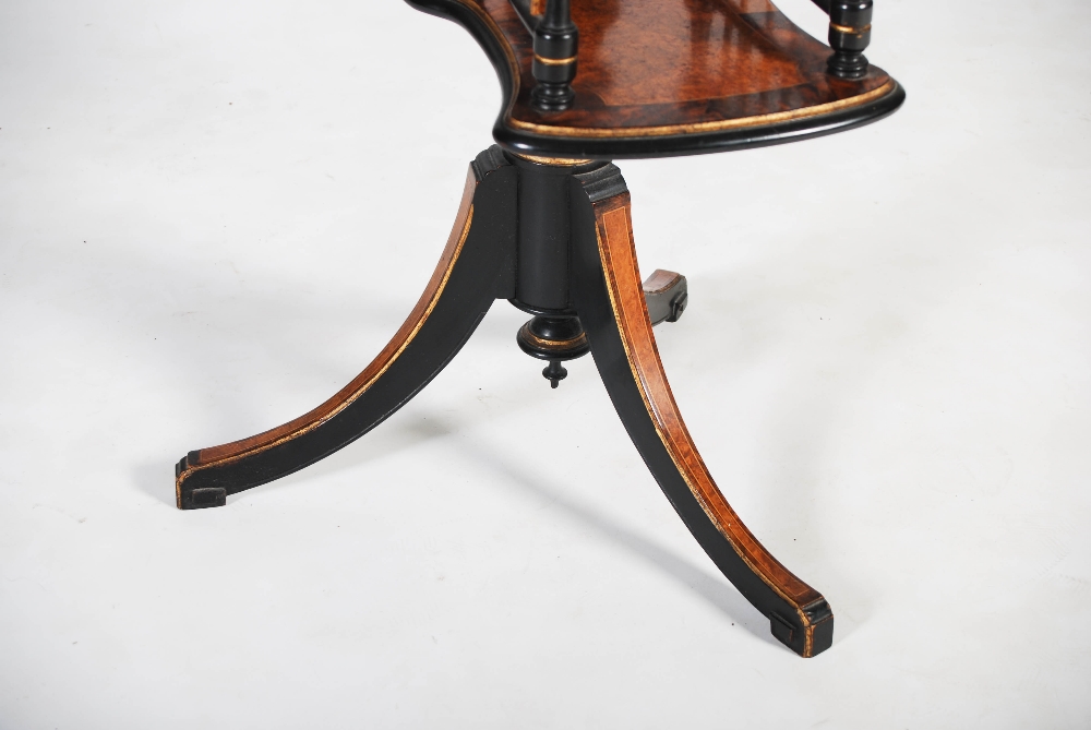 A Victorian amboyna and ebonised occasional table, the circular top raised on an ebonised column - Image 4 of 4