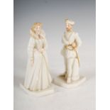 A pair of 19th century Royal Worcester figure groups, modelled as figures of nobility, impressed and