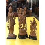 THREE LATE 19TH/EARLY 20TH CENTURY INDIAN CARVED SANDALWOOD FIGURE GROUPS