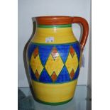 CLARICE CLIFF BIZARRE LOTUS JUG WITH GEOMETRIC DECORATION