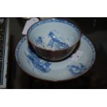 CHINESE BLUE AND WHITE PORCELAIN TEA BOWL AND SAUCER REMOVED FROM THE NANKING CARGO BEARING ORIGINAL