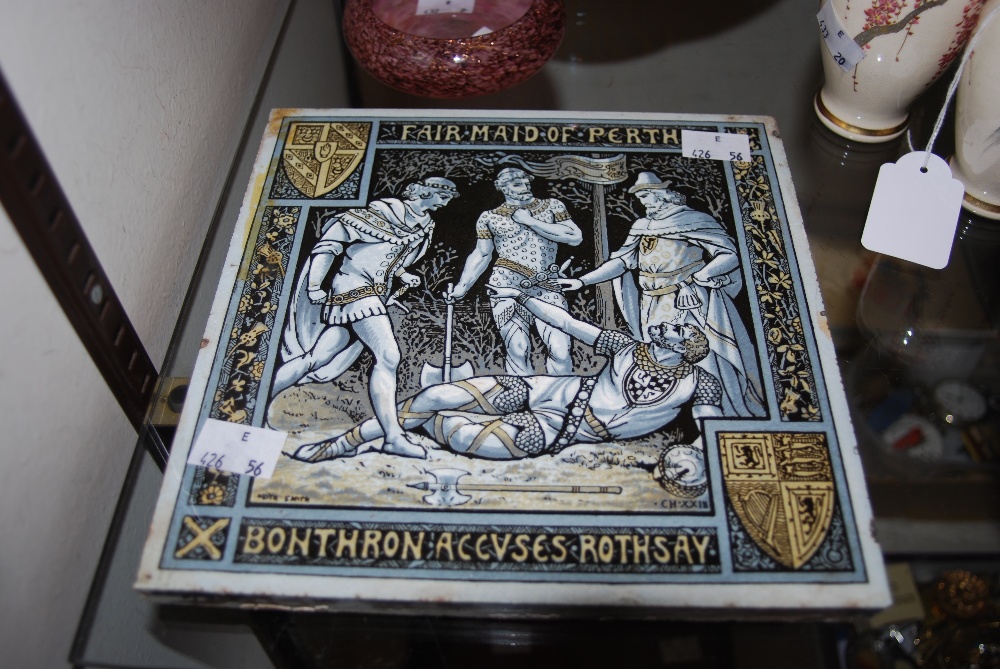 LATE 19TH CENTURY TRANSFER PRINTED TILE - FAIR MAID OF PERTH, J. MOYR SMITH