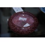 MONART PIN DISH MOTTLED PURPLE AND PINK WITH GOLD INCLUSIONS