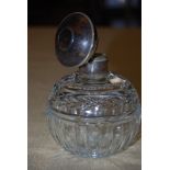 BIRMINGHAM SILVER AND TORTOISESHELL MOUNTED CUT GLASS DRESSING TABLE BOTTLE