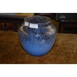 MONART GLASS VASE MOTTLED BLUE WITH GOLD INCLUSIONS