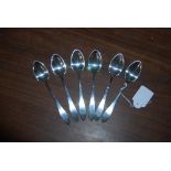 SIX STERLING SILVER TEASPOONS INSCRIBED PORTER BLANCHARD, ENGRAVED WITH INITIALS C J & J