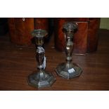 PAIR OF SHEFFIELD SILVER OCTAGONAL SHAPED CANDLESTICKS