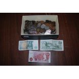 COLLECTION OF ASSORTED VINTAGE COINAGE, BANK NOTES