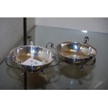 PAIR OF CHESTER SILVER THREE HANDLED BON BON DISHES