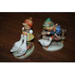 TWO GOEBEL FIGURE GROUPS - GIRL AND GEESE, BOY AND GOOSE