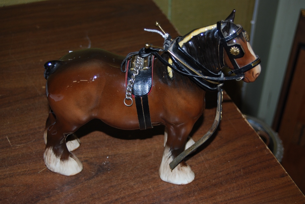 BESWICK FIGURE OF A CLYDESDALE HORSE WITH BRIDLE