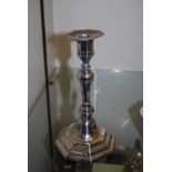 SHEFFIELD SILVER OCTAGONAL SHAPED CANDLESTICK WITH DETACHABLE DRIP PAN
