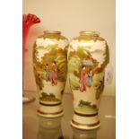 PAIR OF LATE 19TH CENTURY JAPANESE SATSUMA POTTERY VASES DECORATED WITH FIGURES