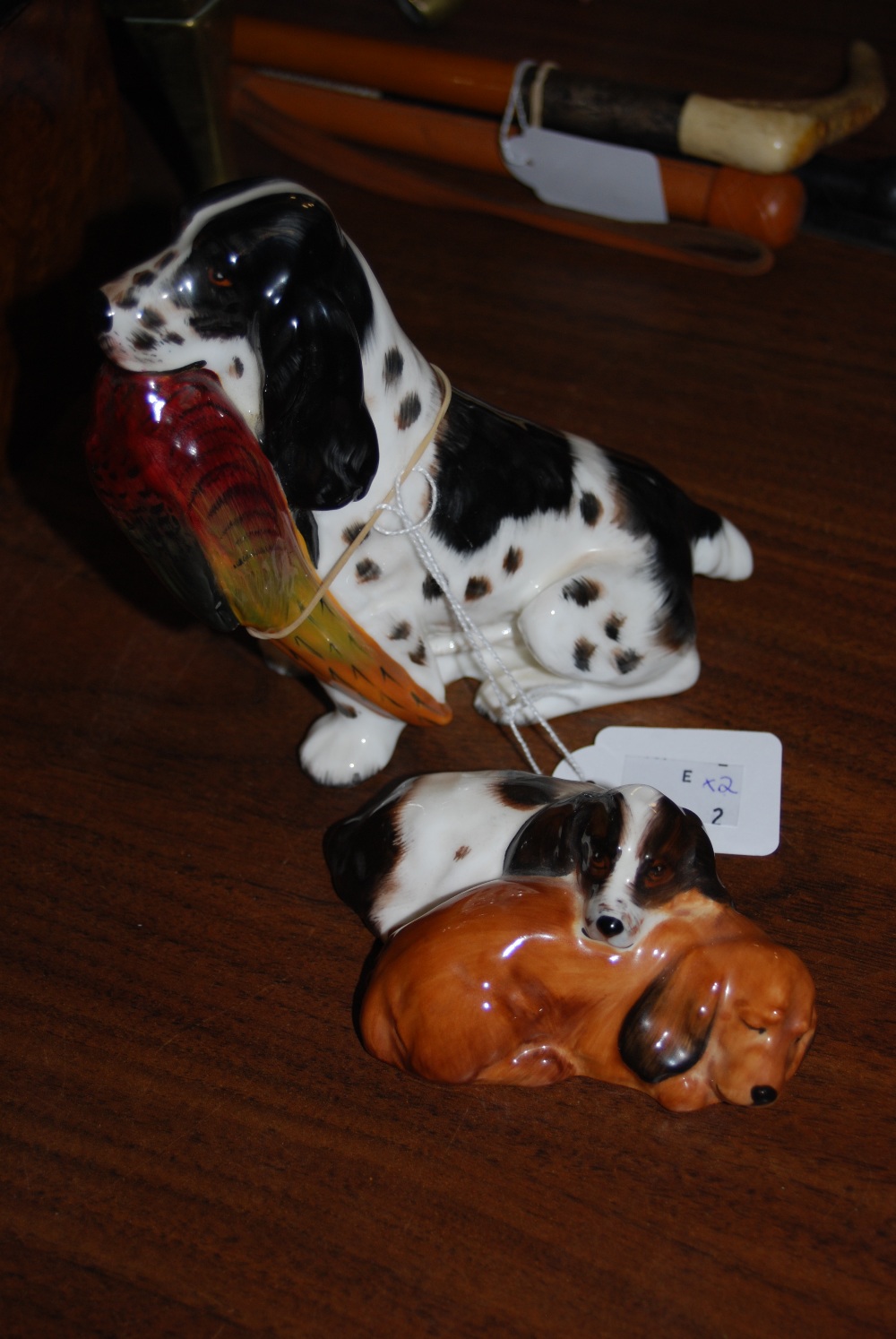 ROYAL DOULTON FIGURE OF A SPANIEL AND COCK PHEASANT HN1138, TOGETHER WITH A ROYAL DOULTON DOUBLE DOG