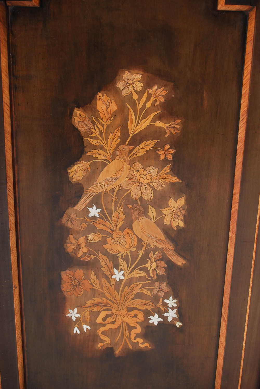 A Victorian ebonised and marquetry inlaid side cabinet, the rectangular top above a frieze inlaid - Image 4 of 9