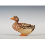 A small early 20th century Austrian cold painted bronze model of a mallard hen duck, 4.5cm high