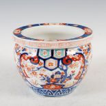 A Japanese Imari porcelain jardiniere, late 19th/early 20th century, decorated with rectangular