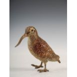 An early 20th century Austrian cold painted bronze model of a woodcock, 8cm high