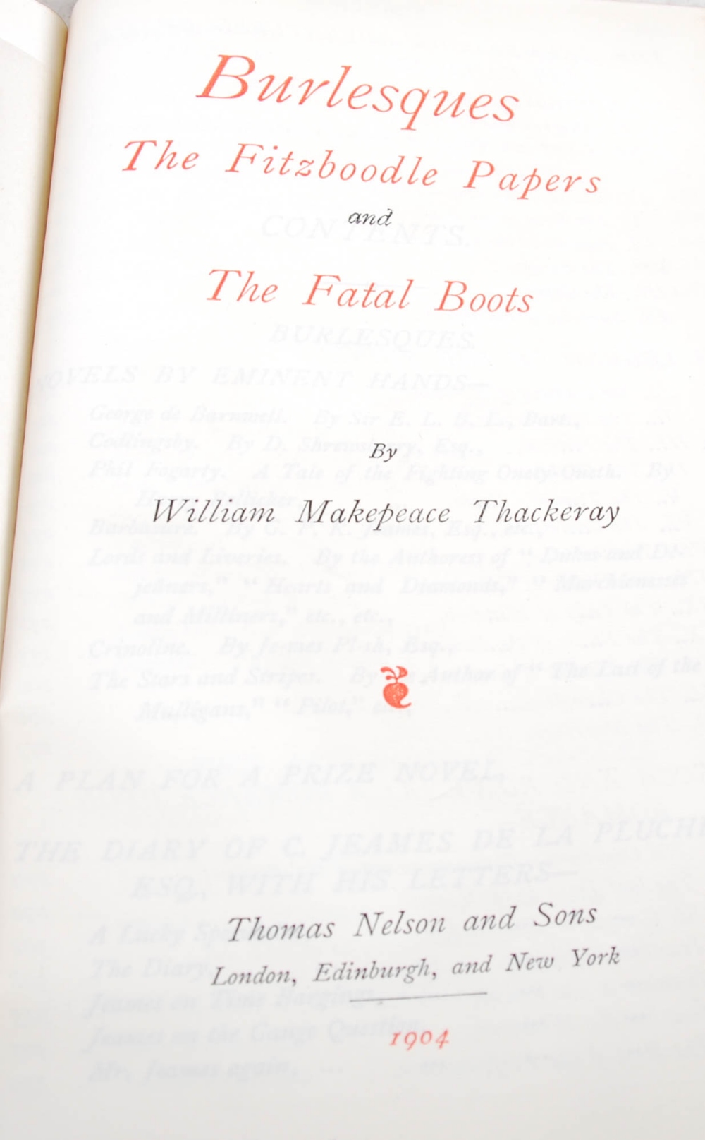 Fourteen leather bound volumes - The Works Of William Makepeace Thackeray, New Century Library,