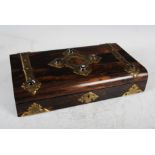 A Victorian coromandel and brass bound games box, R. Wathew, 78 Buchanan Street, Glasgow, the hinged