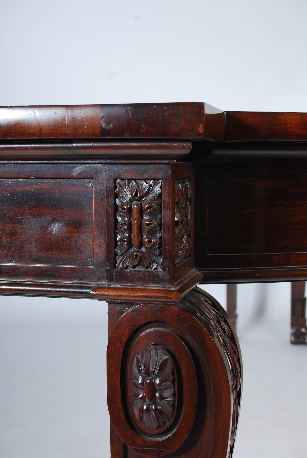 An impressive William IV mahogany serving table, the shaped rectangular top above two blind frieze - Image 6 of 18