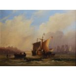 A. W. Collcott (19th century) Coastal scene with fishing boats oil on canvas, signed and dated