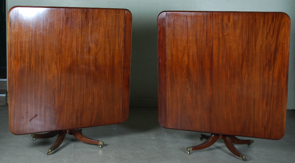 A 19th century mahogany twin pedestal dining table converting to two square snap top pedestal tables - Image 12 of 12