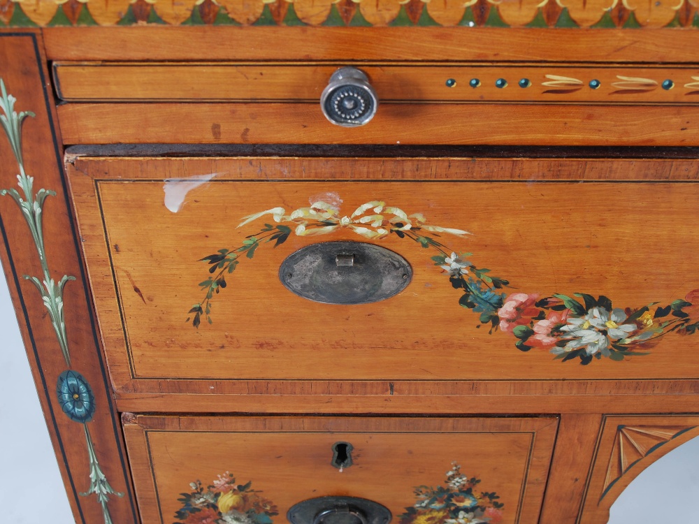 A 19th century painted satinwood wash stand, the rectangular top with three quarter gallery above - Image 7 of 8